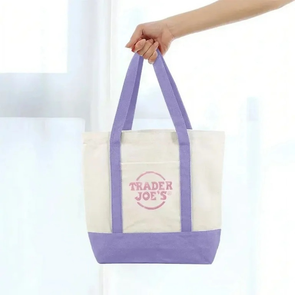 Lavender & Cream Canvas Tote MINI